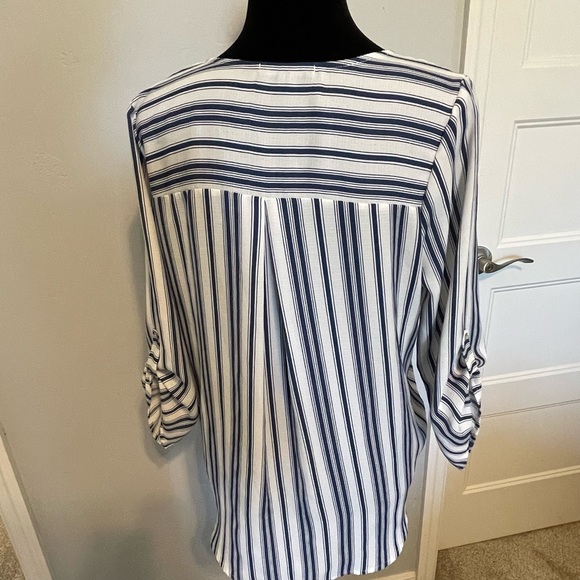 Blue and white cross front blouse - Picture 2 of 3